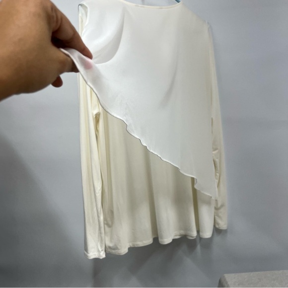 Soft Surroundings large cream overlay sheer top - Picture 7 of 9